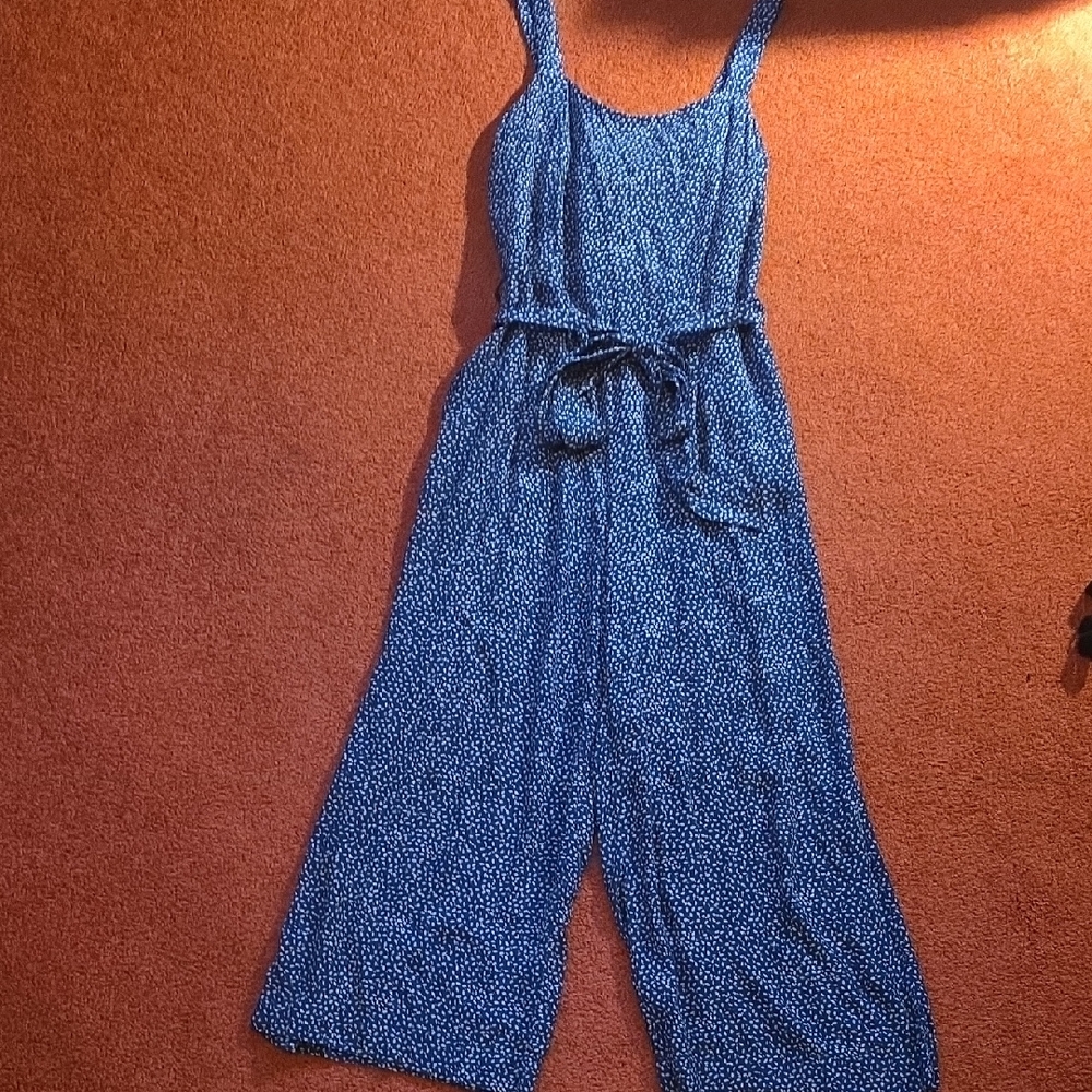 GAP Patterned Sleeveless Blue Jumpsuit